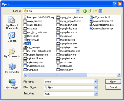 Opening my.cnf