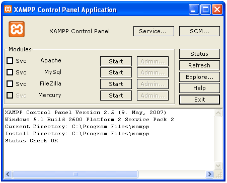 XAMPP Control Panel